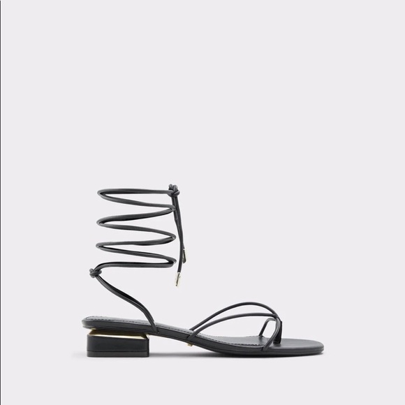 ALDO | Black Strappy Ankle Tie Sandals - Picture 5 of 8